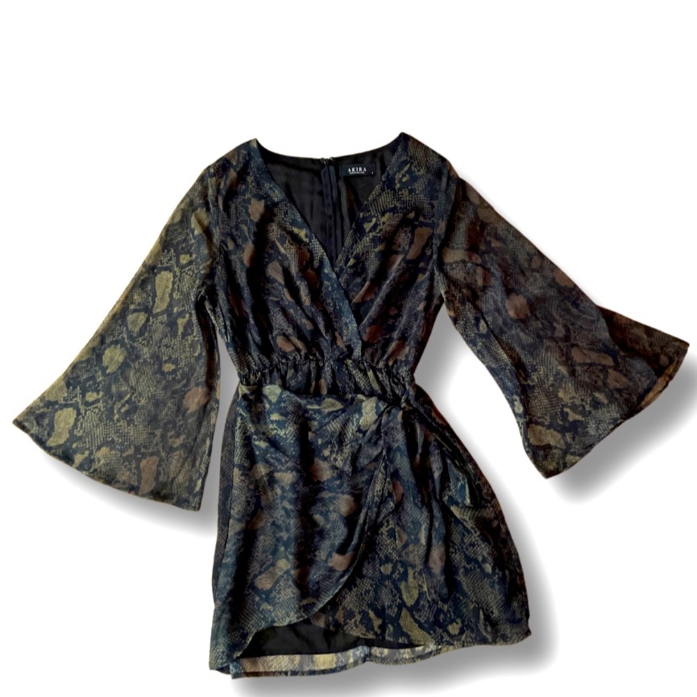 Elegant snake skin AKIRA asymmetrical dress , size S
